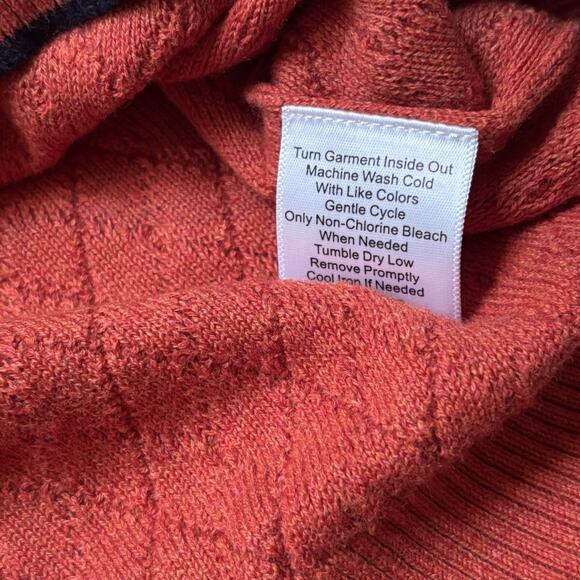 Jos A Bank Cotton 1/4 Zip Burnt Orange Diamond Pattern Sweater 2XLT NEW - Picture 8 of 8